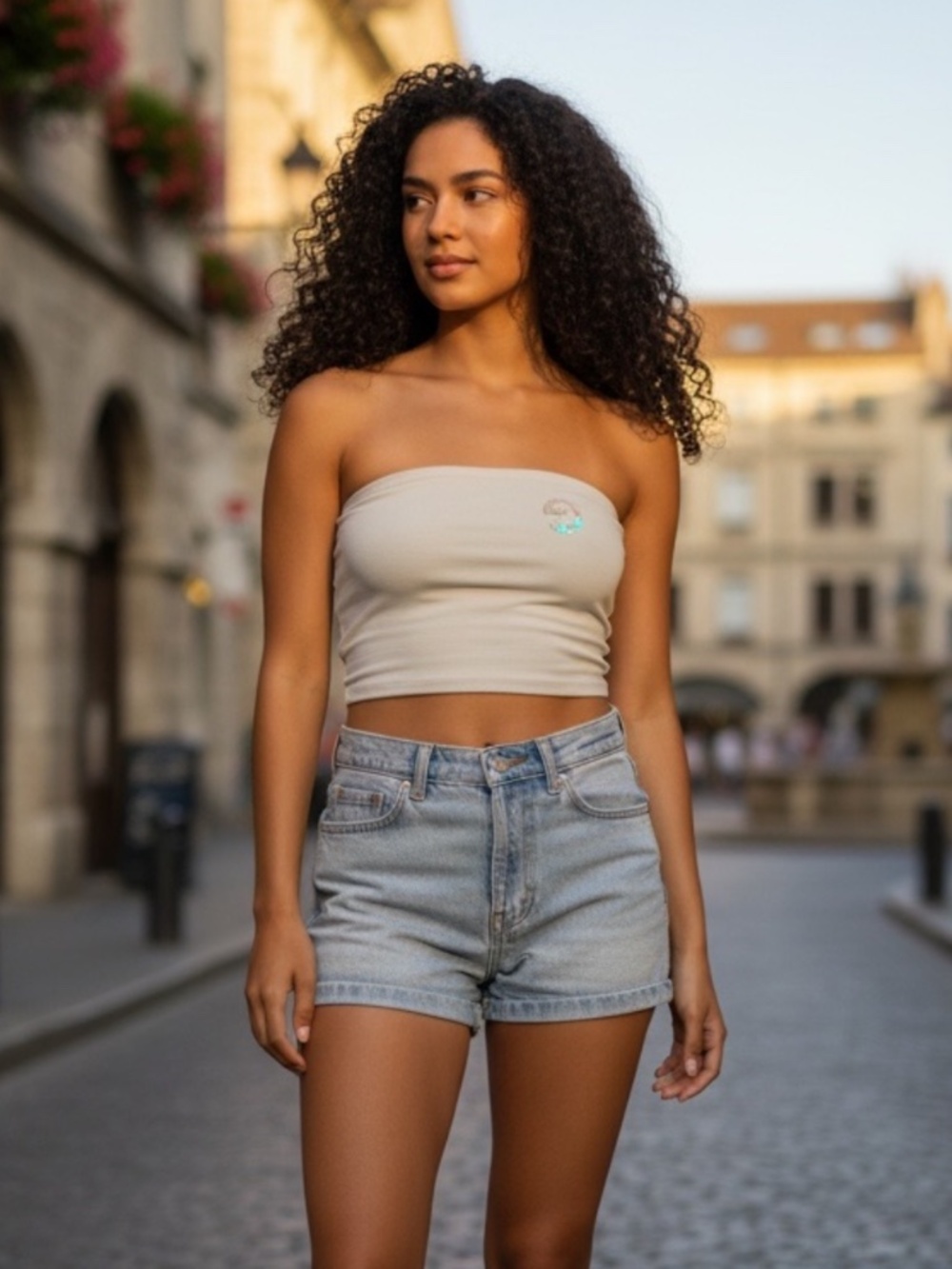 Y2K. OGGI  WHITE Europe TUBE TOP, size M  NWOT, VINTAGE